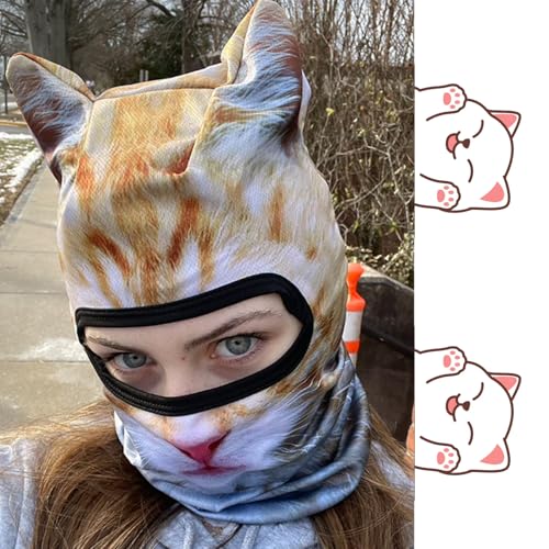 3D Cat Balaclava Face Mask with Ears - Breathable & Lightweight