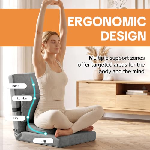 Adjustable Meditation Chair with Lumbar Support & Cushion - Foldable