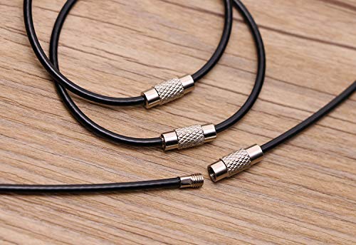 Stainless Steel Wire Cable Key Chain - Easy Lock, 5.9 In, Black