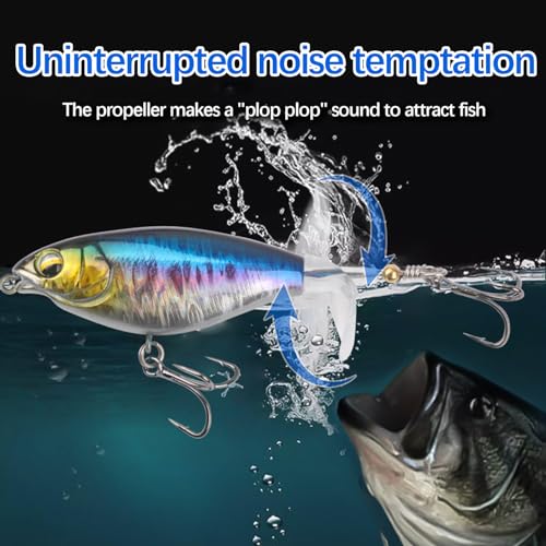 Topwater Fishing Lure with Rotating Tail for Bass, Pike & Catfish