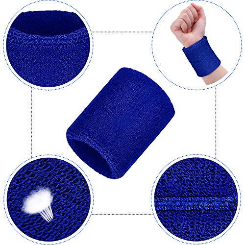 Neon Sweatbands - 12 Pcs Elastic Wristbands for Sports - Blue, 3.15 Inch