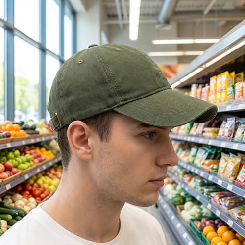 Unstructured Cotton Baseball Cap - 2 Pcs Navy Blue & Olive Green