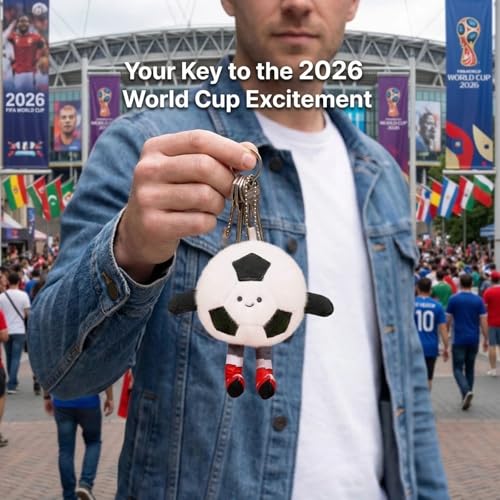 Soccer Keychain Plush Bag Charm - Soft Football Pendant - Black