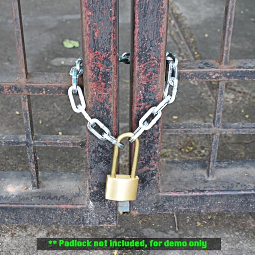 OKG Security Chain - 2ft x 1/4" Thick Outdoor Gate Chain, Cut Proof Chain Made of Hardened Alloy Steel Chain for Fences, Bicycles, Scooters, Pet Cages, Barn Door (Silver, No Lock)