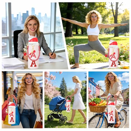 Owala Water Bottle Accessories Set - Strawberry Charm & Pearl Strap - Red