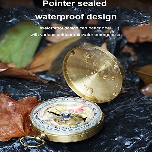 Golden Pocket Compass - Glow in the Dark Waterproof Navigation Tool