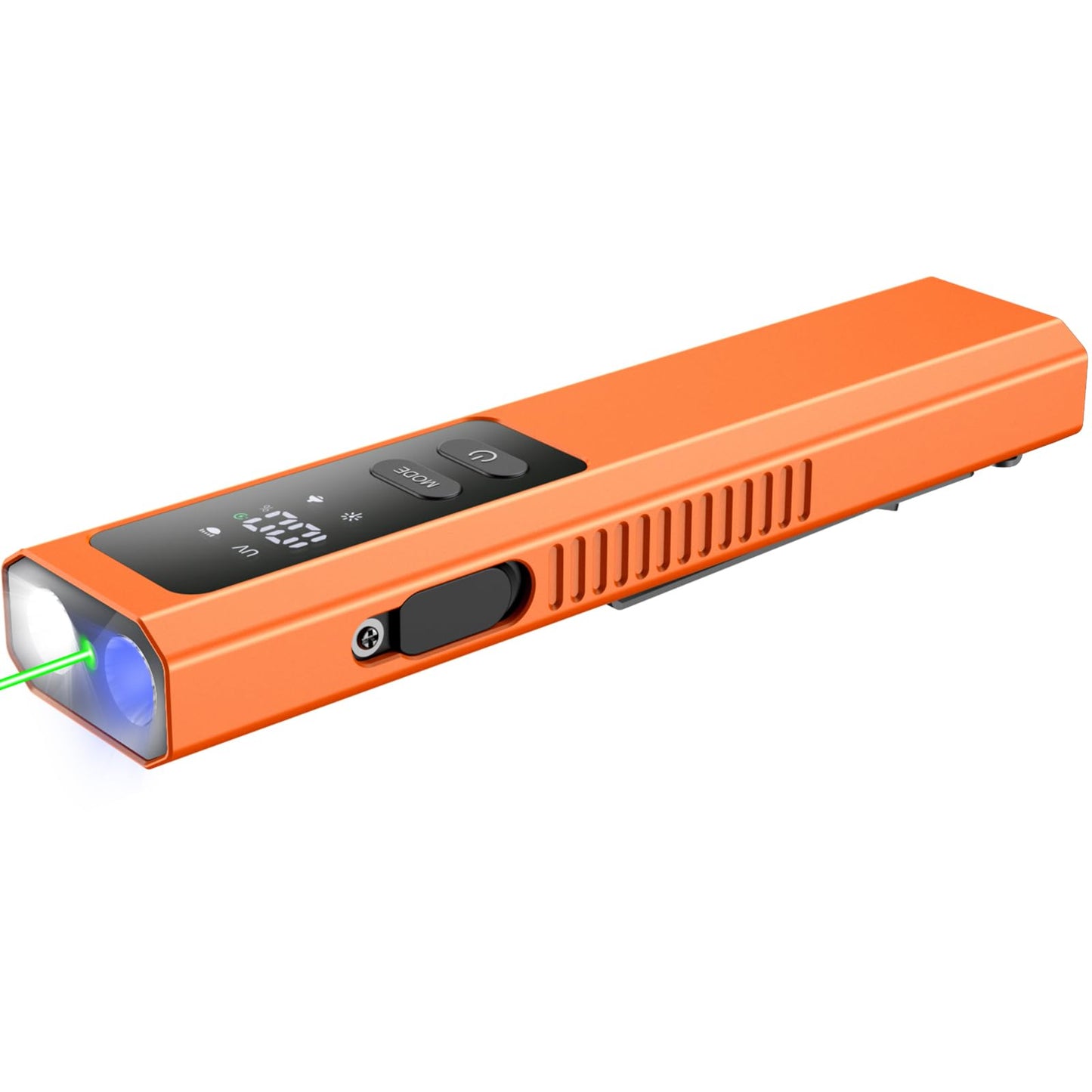WeteamnoI 5 in 1 PRO EDC Flashlight Flat with Green Beam, UV Light, 800LM White Light LED Combo, LT010 Portable Pocket Flash Lights with Magnet for Outdoors Emergency and Work(Orange)