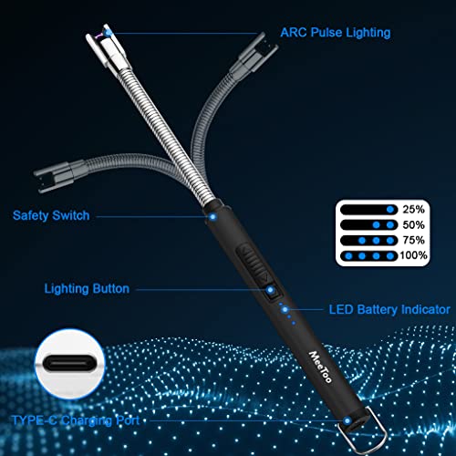 Rechargeable USB Electric Candle Lighter - Plasma Arc, Black
