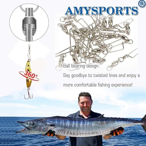 High Strength Fishing Snap Swivels - Stainless Steel Ball Bearing