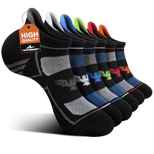 Mens Running Socks - 6 Pairs with Arch Compression & Cushioned Support