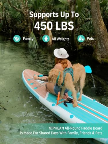 Inflatable Stand Up Paddle Board - 10'6'', Anti-Slip EVA Deck, 450 lbs Capacity - Green Wood