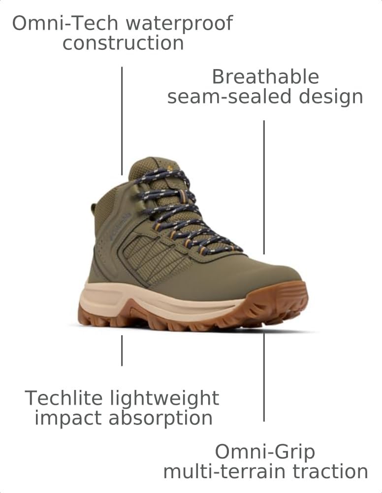 Columbia Womens Transverse Waterproof Hiking Boot, Stone Green/Raw Honey, 8