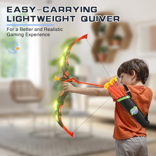 LED Light Up Bow and Arrow Set for Kids - 2-Pack with 20 Arrows
