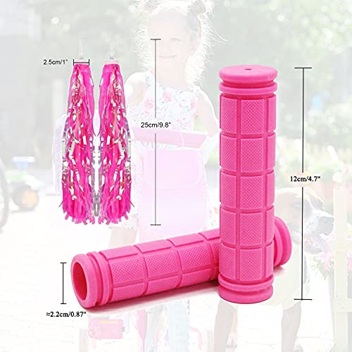 Bike Handlebar Grips with Pink Tassel Streamers - Kids
