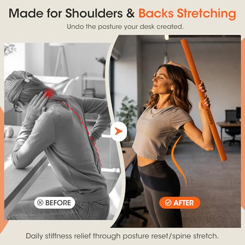 5ft Adjustable Yoga Stick - Sturdy Steel Mobility Stick - Orange