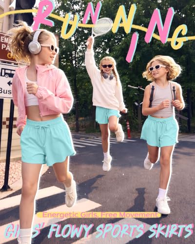 Girls Butterfly 2 in 1 Sports Shorts - Light Blue, 7-8 Years