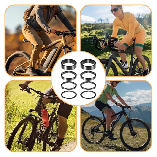 8-Pack Aluminum Alloy Bicycle Headset Spacers - 2mm, 3mm, 5mm, 10mm
