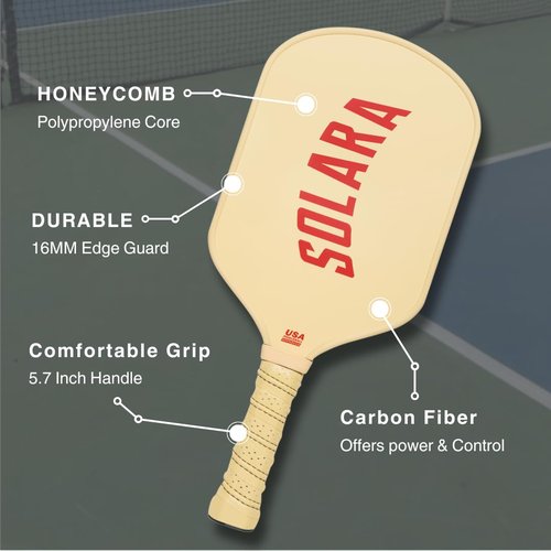 Solara '94 Legacy Pickleball Paddle – Carbon Fiber 16mm Core for Control & Power – USA Pickleball Approved (Butter)