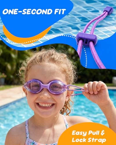 Swim Goggles for Kids - Anti-Fog Comfort Fit - Purple