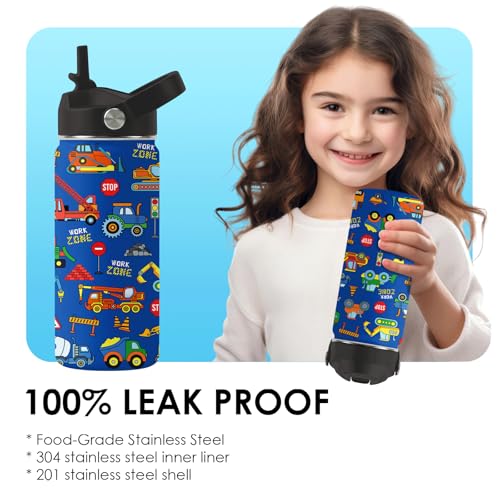 Trucks2 16oz Stainless Steel Water Bottle with Straw Lid - Insulated Leakproof Travel Cup