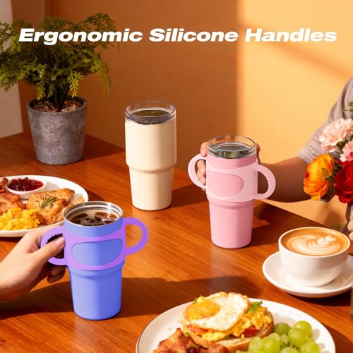 Silicone Tumbler Handle 2-Pack for 12-15oz Kids Cups - Pink & Purple