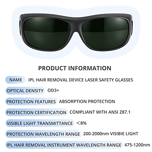 LPSAFP IPL Laser Safety Glasses, 200nm-2000nm - Black