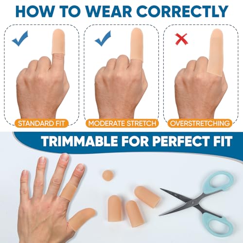Silicone Finger Cots Protectors - 10 Pack, Reusable Finger Sleeves