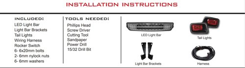 BestAccess EZGO Golf Cart TXT LED light bar Kit fits TXT Gas&Electric Years 1994.5-2013