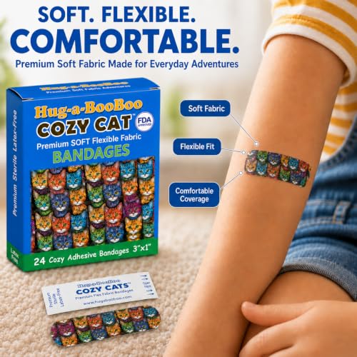 Cozy Cats Flexible Fabric Bandages - 24 Count Box