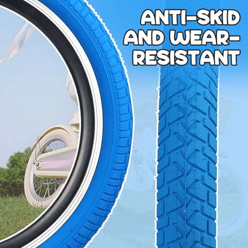 WEEROCK 20 Inch Bicycle Tires & Inner Tubes Blue 2 Pack for MTB BMX