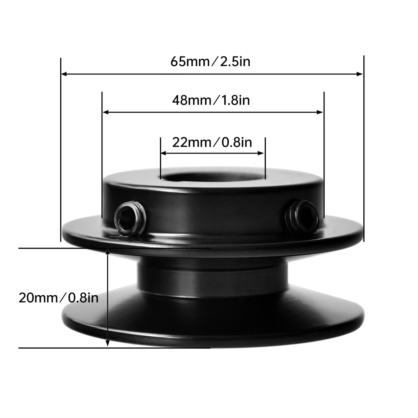MINERGUY BK2478 Pulley/Sheave, Cast Iron 2.5" OD, Single Groove Pulley V Style B Belt 5L for 7/8" Keyed Shaft