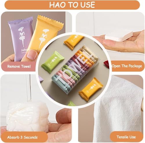14 Pack Compressed Towels - Portable Mini Hand Wipes, Multicolor
