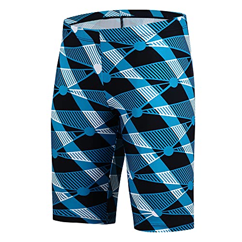 Boys Swim Jammers - Youth Swim Trunks UPF50+ - Large Blue Printed