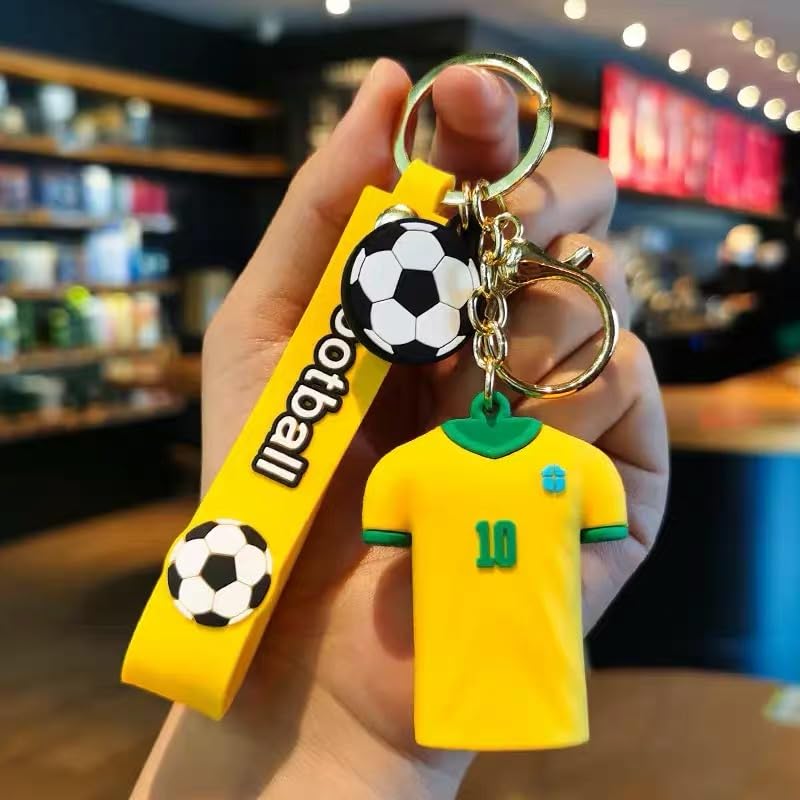 Soccer Ball Keychain with Jersey Pendant - Yellow