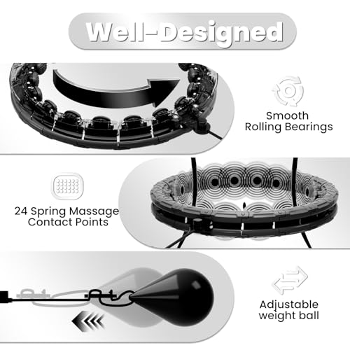 Weighted Hula Infinity Fitness Hoop - 26 Detachable Knots - Black