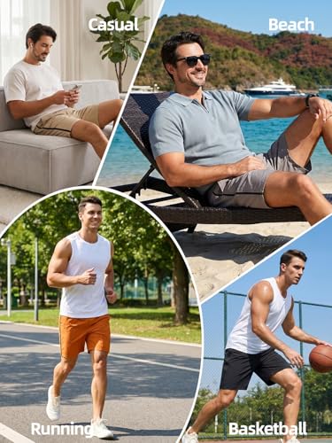 Men's Quick Dry Tennis Shorts with Zipper Pockets - 7" Inseam / Large / Dark Grey