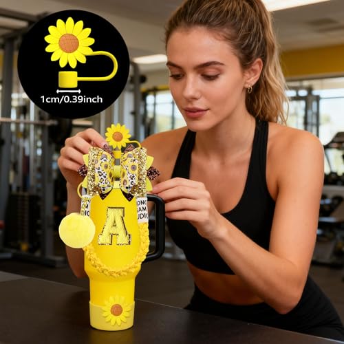 Yellow Daisy Tumbler Accessories Set for Stanley Cup 30oz 40oz