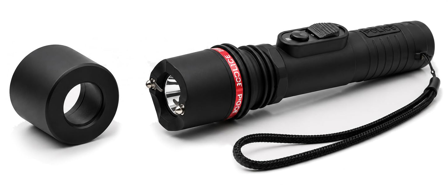 POLICE Stun Gun 305 - Rechargebale with LED Flashlight, Black
