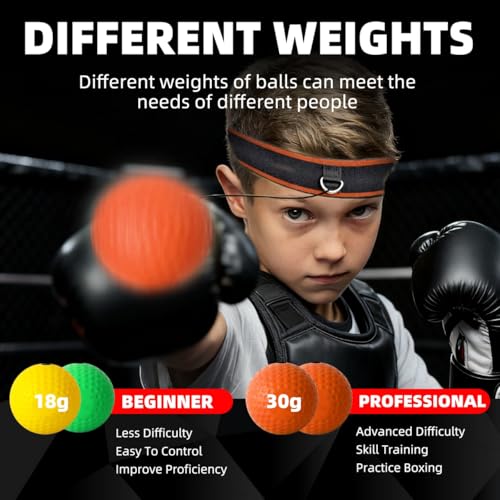 Boxing Reflex Ball Headband Set - 4-Pack Training Gear - Orange-01
