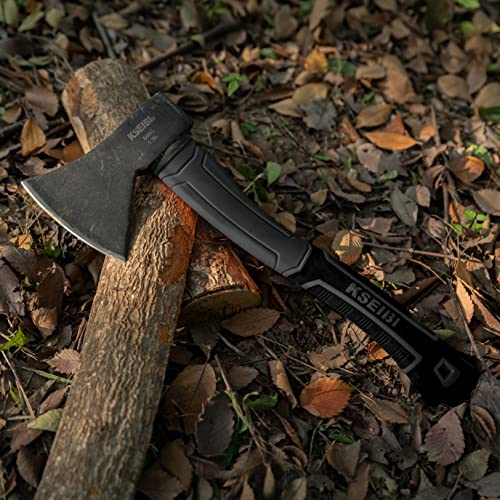 KSEIBI 14-Inch Wood Hatchet, Black, Small Outdoor Camp Axe 274151