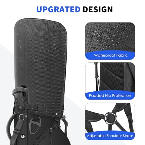 Lightweight 5-Way Golf Stand Bag with 7 Pockets - Black