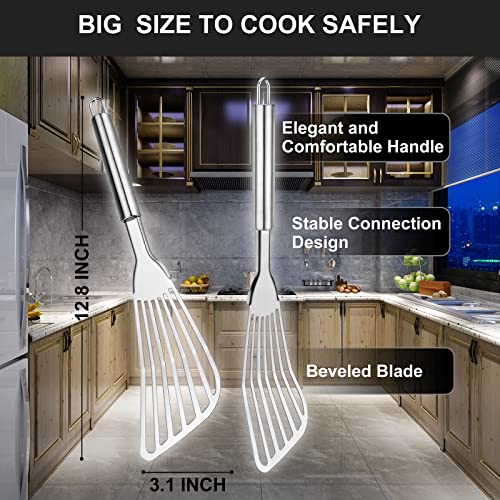 Premium Stainless Steel Fish Spatula Set - 2-Piece Cooking Tools