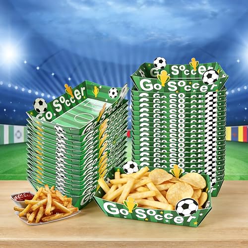 Soccer Plates Set - 36 Pack Eco-Friendly Disposable Trays - Green
