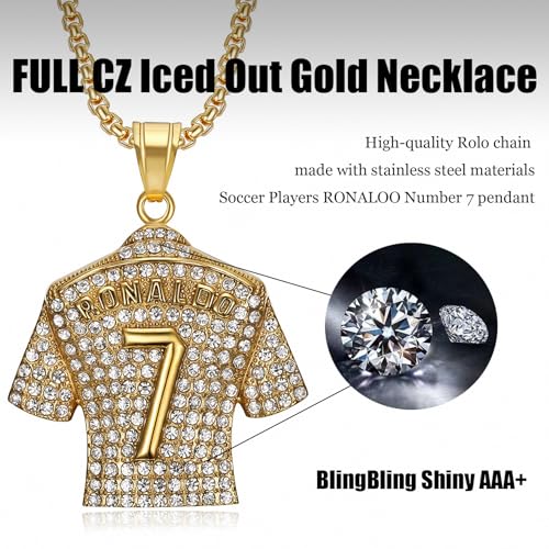 Soccer Jersey Necklace No.7 for Boys and Men - Football Fan Jewelry