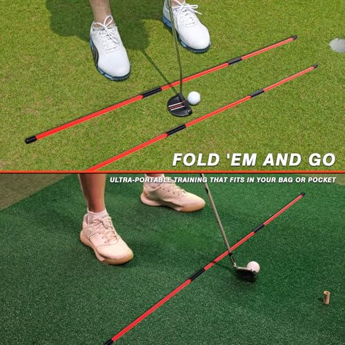 Collapsible Golf Alignment Sticks - 3 Pack, 40 Inch Training Rods