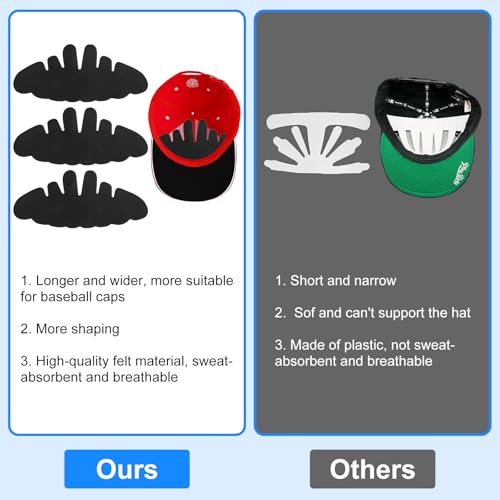 8-Piece Baseball Cap Insert Set - Flexible Hat Shaper & Sweat Liner