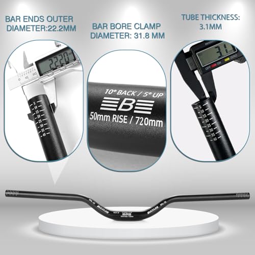 BUCKLOS Mountain Bike Handlebar 31.8mm x 720mm x 120mm Rise (Variation: 31.8mm-720mm-120mm)