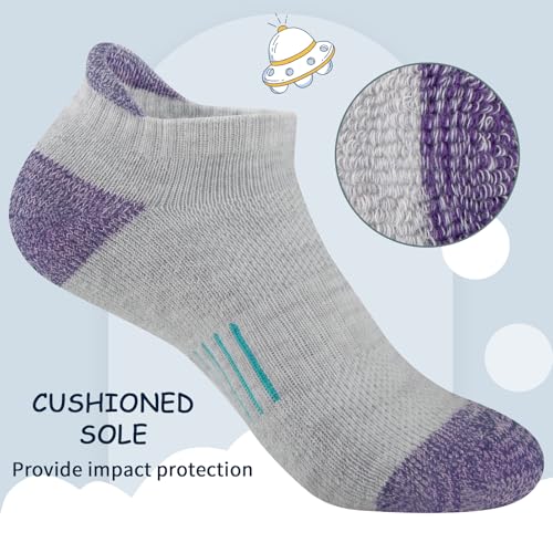 Comfoex Kids' Ankle Athletic Socks 8 Pairs 10-12 Years Grey Cushioned Sole