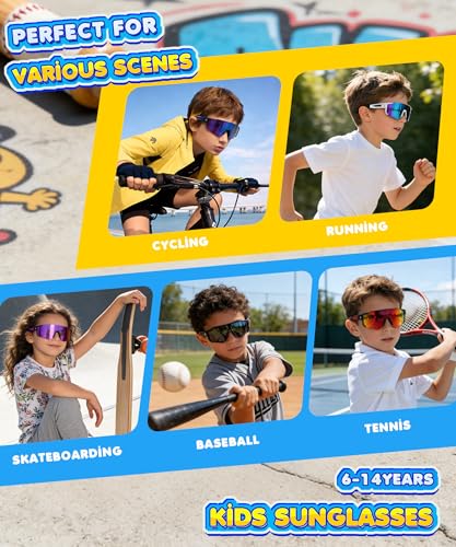 Kids Sunglasses with UV400 Protection - A02 Black, Ice Blue, Red
