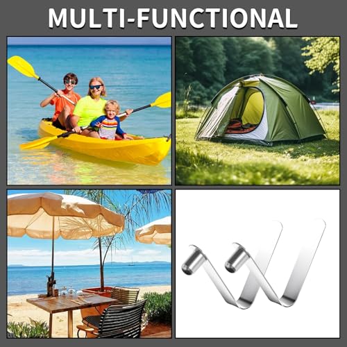 8-Piece Stainless Steel Spring Snap Clips for Kayak Paddles and Tent Poles